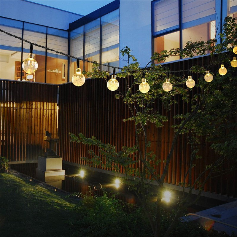 Instalatie Craciun, Tip Globuri de cristal, 100 Led-uri, 12 metri, Alb cald, Energie solara, Senzor de lumina, Flippy-2
