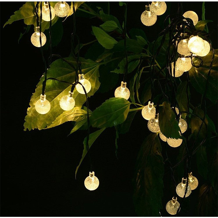 Instalatie Craciun, Tip Globuri de cristal, 100 Led-uri, 12 metri, Alb cald, Energie solara, Senzor de lumina, Flippy-3