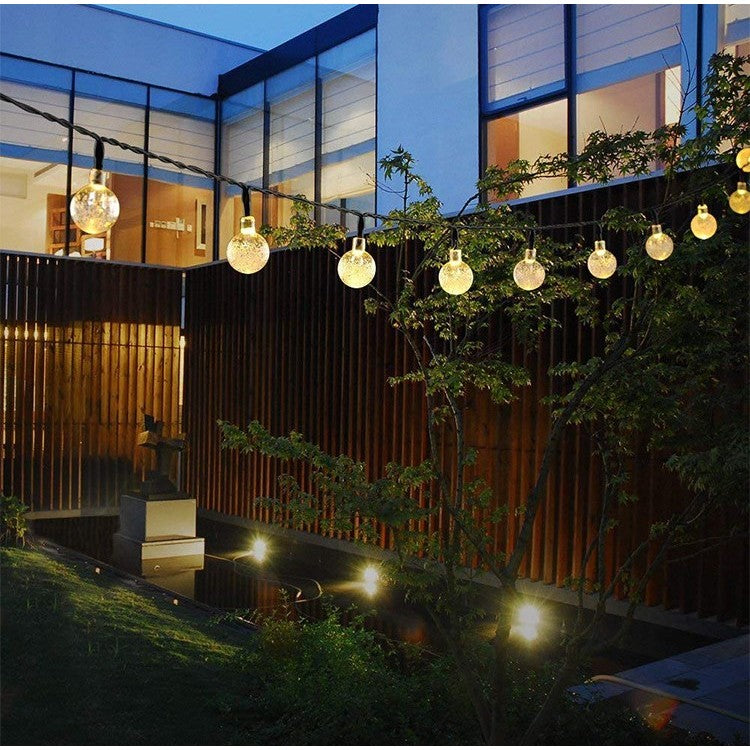 Instalatie Craciun, Tip Globuri de cristal, 100 Led-uri, 12 metri, Alb cald, Energie solara, Senzor de lumina, Flippy-4