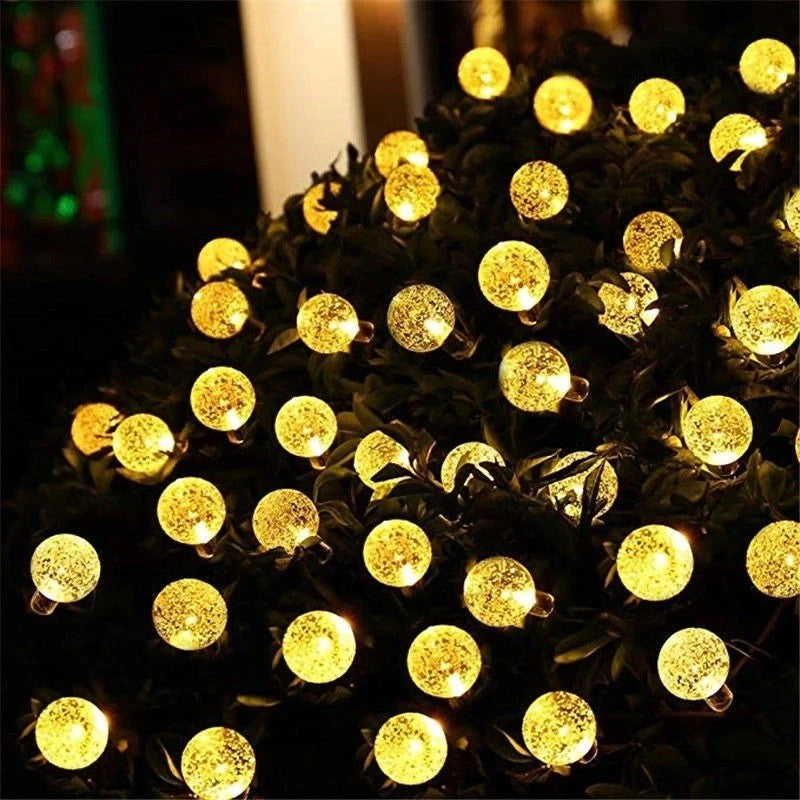 Instalatie Craciun, Tip Globuri de cristal, 100 Led-uri, 12 metri, Alb cald, Energie solara, Senzor de lumina, Flippy-6