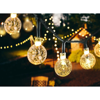 Instalatie Craciun, Tip Globuri de cristal, 100 Led-uri, 12 metri, Alb cald, Energie solara, Senzor de lumina, Flippy-11