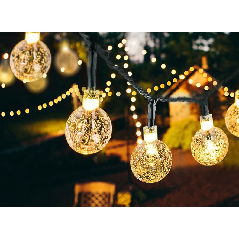 Instalatie Craciun, Tip Globuri de cristal, 100 Led-uri, 12 metri, Alb cald, Energie solara, Senzor de lumina, Flippy-11