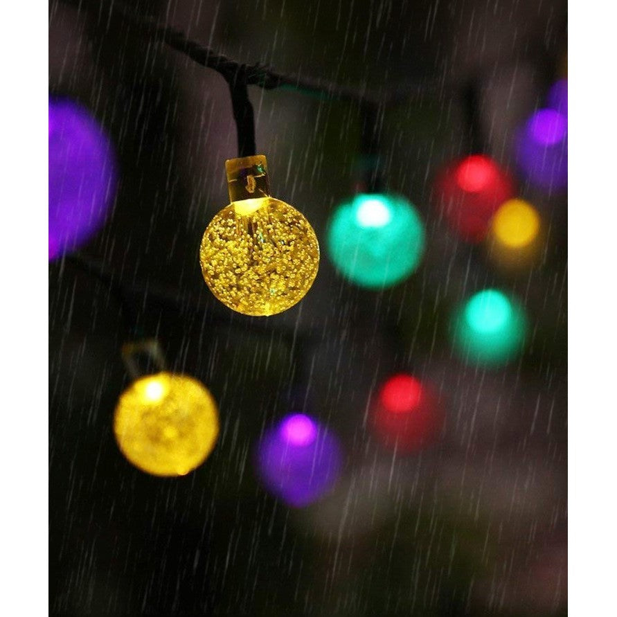 Instalatie Craciun, Tip Globuri de cristal, 100 Led-uri, 12 metri, Multicolor, Energie solara, Senzor de lumina, Flippy-2