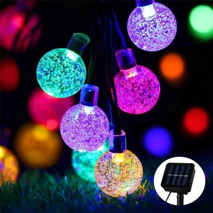 Instalatie Craciun, Tip Globuri de cristal, 20 Led-uri, 5 metri, Multicolor, Energie solara, Senzor de lumina, Flippy-7