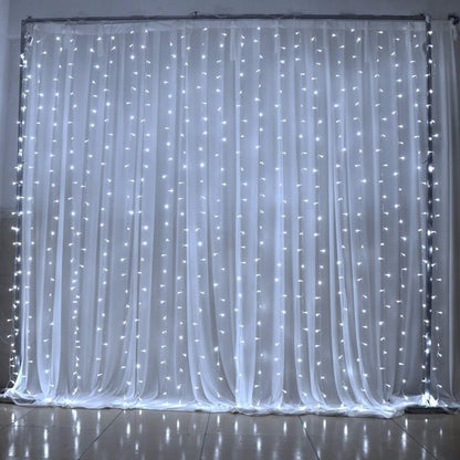 Instalatie Craciun, Tip Perdea, 1 m x 1 m, 60 LED-uri, Alb Rece, Controler, 8 jocuri de lumini, Interconectabila, Fir transparent, Interior/ Exterior, Flippy-3