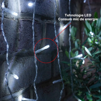 Instalatie Craciun, Tip Perdea, 1 m x 1 m, 60 LED-uri, Alb Rece, Controler, 8 jocuri de lumini, Interconectabila, Fir transparent, Interior/ Exterior, Flippy-4