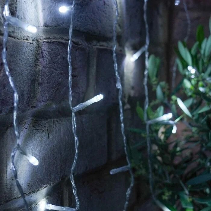 Instalatie Craciun, Tip Perdea, IP44, 3 m x 3 m, 240 LED-uri, Alb rece, cu 8 jocuri de lumini, 31 V, 9W, Interconectabila, Prelungitor 3 m inclus, Fir transparent, Interior/ Exterior, Flippy-2