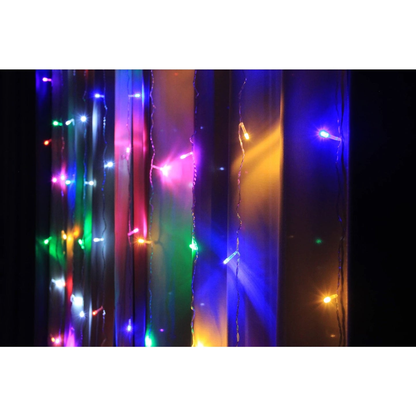 Instalatie Craciun, Tip Perdea IP44, 3m x 1m, 100 Led-uri, Multicolor, USB si telecomanda cu 8 functii, Flippy-1