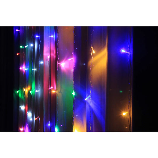 Instalatie Craciun, Tip Perdea IP44, 3m x 1m, 100 Led-uri, Multicolor, USB si telecomanda cu 8 functii, Flippy-1