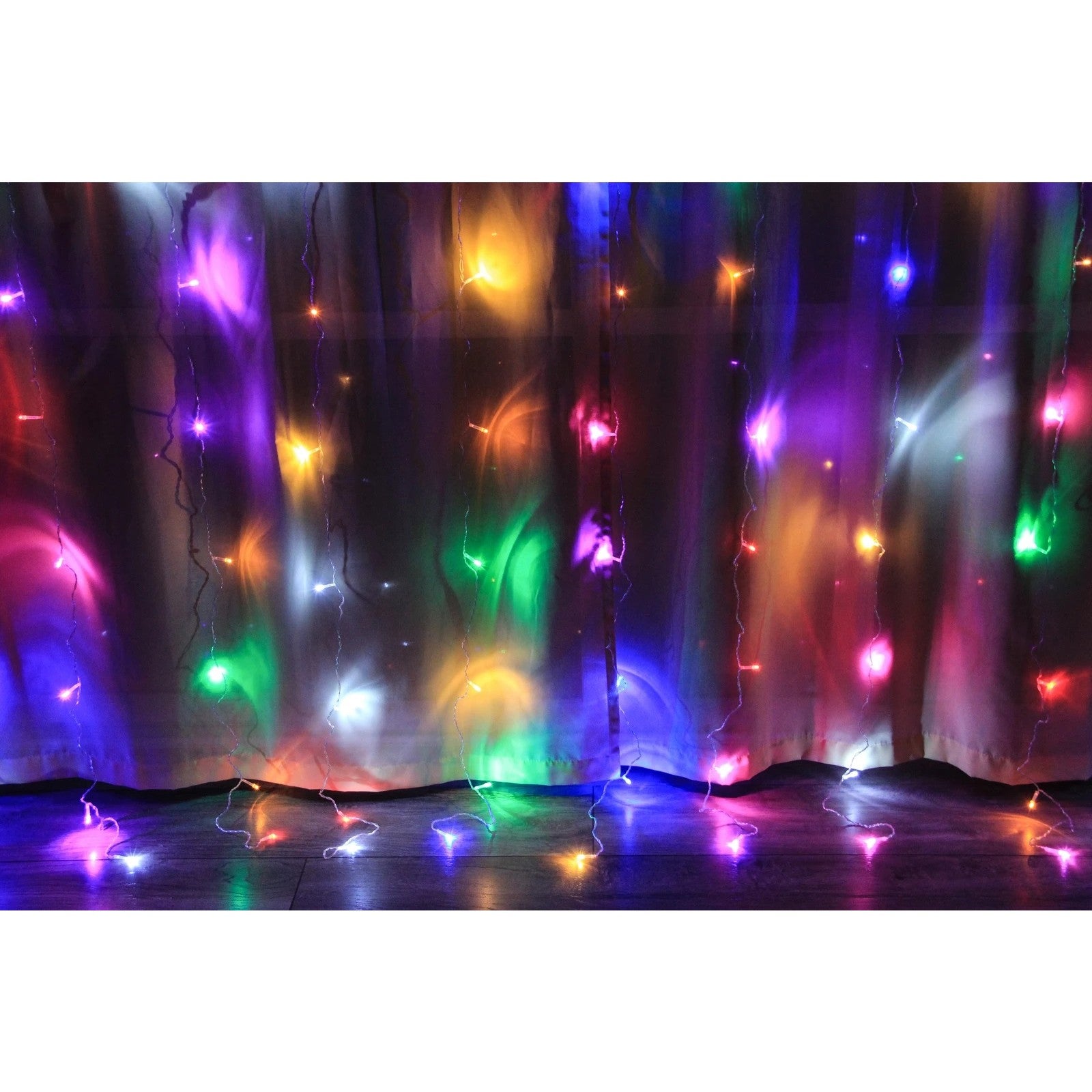 Instalatie Craciun, Tip Perdea IP44, 3m x 1m, 100 Led-uri, Multicolor, USB si telecomanda cu 8 functii, Flippy-2