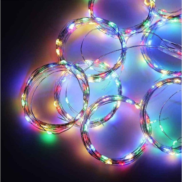 Instalatie Craciun, Tip Perdea IP44, 3m x 1m, 100 Led-uri, Multicolor, USB si telecomanda cu 8 functii, Flippy-9