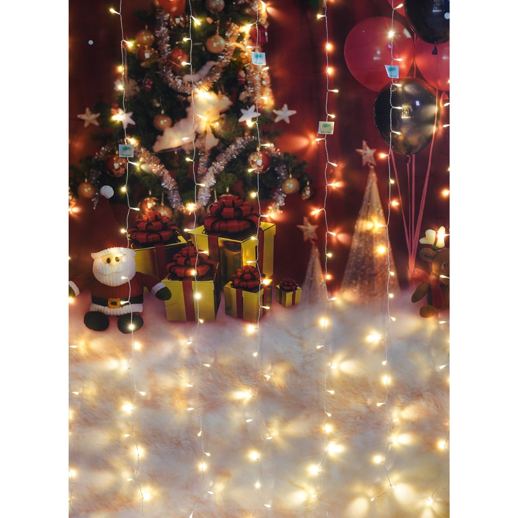 Instalatie Craciun, Tip Perdea, IP44, 8 m x 2 m, 960 LED-uri, Alb cald, 8 jocuri de lumini, Transformator cu telecomanda, Interconectabila, Prelungitor 3 m inclus, Fir transparent, Interior/ Exterior, Flippy-4