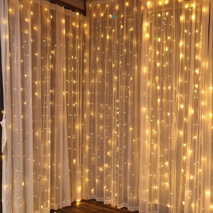 Instalatie Craciun, Tip Perdea, IP44, 9 m x 1 m, 540 LED-uri, Alb cald, cu flash, Transformator cu telecomanda, Interconectabila, Prelungitor 5 m inclus, Fir transparent, Interior/ Exterior, Flippy-3
