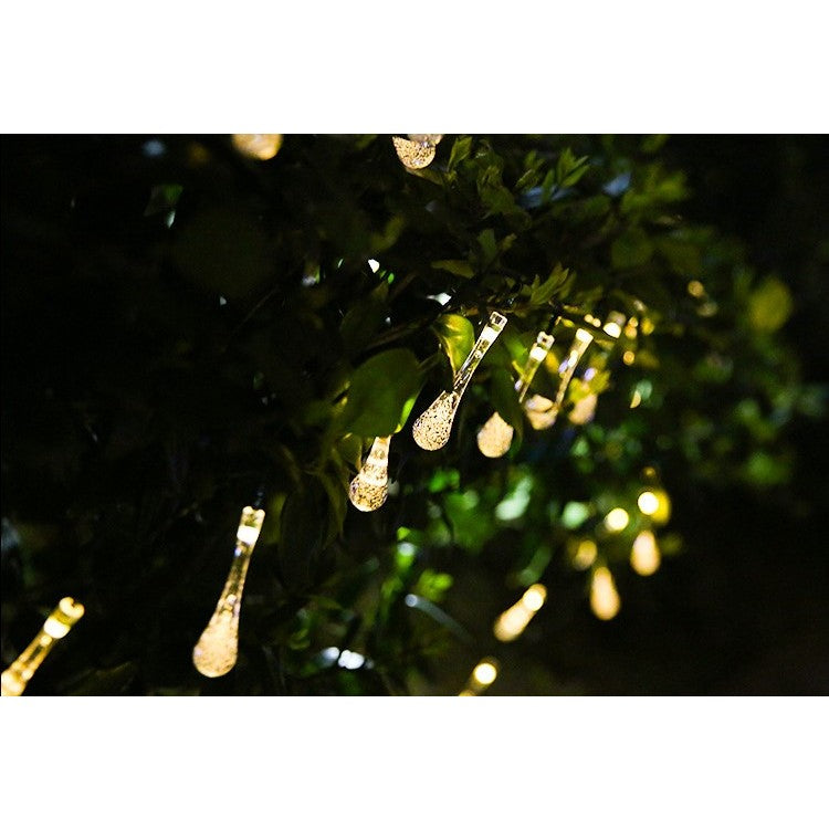 Instalatie Craciun, Tip Picaturi, 30 Led-uri, 6.5 metri, Alb cald, Energie solara, Senzor de lumina, Flippy-3
