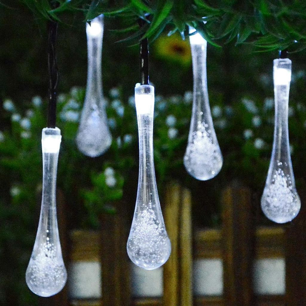 Instalatie Craciun, Tip Picaturi, 30 Led-uri, 6.5 metri, Alb rece, Energie solara, Senzor de lumina, Flippy-4