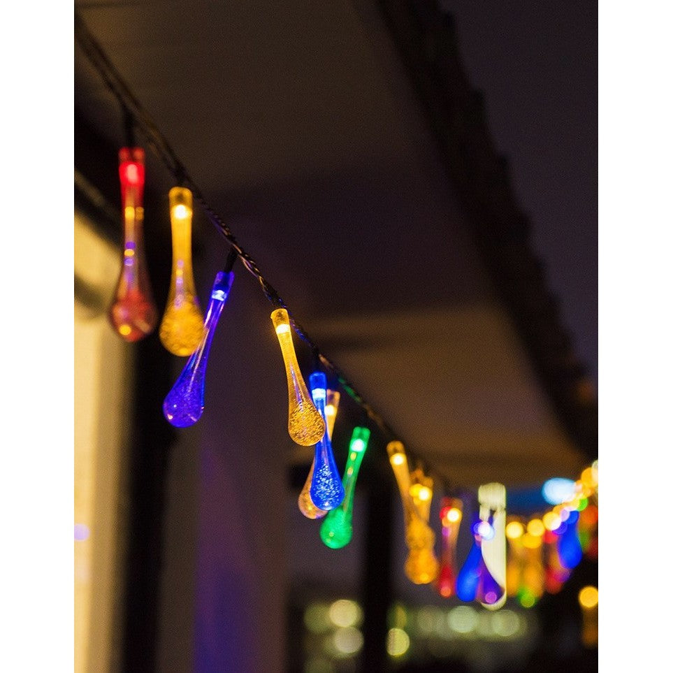 Instalatie Craciun, Tip Picaturi, 30 Led-uri, 6.5 metri, Multicolor, Energie solara, Senzor de lumina, Flippy-6