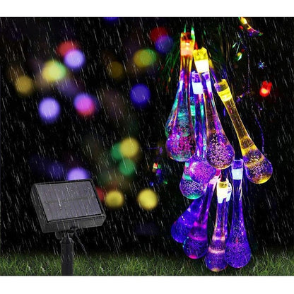 Instalatie Craciun, Tip Picaturi, 30 Led-uri, 6.5 metri, Multicolor, Energie solara, Senzor de lumina, Flippy-7