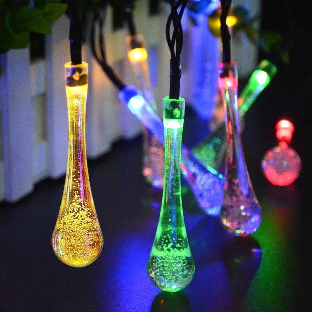 Instalatie Craciun, Tip Picaturi, 30 Led-uri, 6.5 metri, Multicolor, Energie solara, Senzor de lumina, Flippy-11