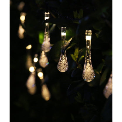 Instalatie Craciun, Tip Picaturi, 50 Led-uri, 9.5 metri, Alb cald, Energie solara, Senzor de lumina, Flippy-8