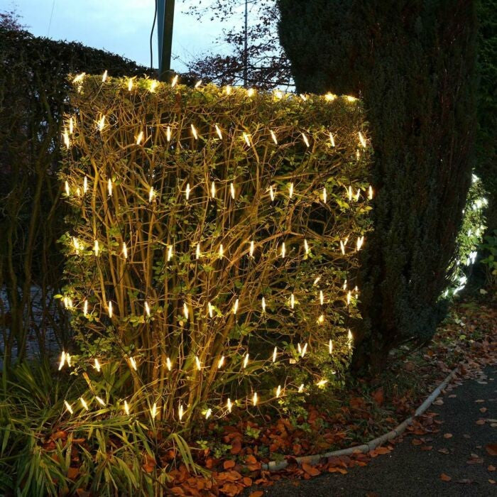 Instalatie Craciun tip plasa, cu transformator 31V, 1.5 m x 1.5 m, Alb Cald, 120 LED-uri V5, 8 jocuri de lumini, fir verde, Flippy-0