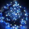 Instalatie Craciun Turturi, IP44, 10 m, 286 Led-uri ,Perdea Franjurata, Albastru, 8 jocuri de lumini, Transformator 31 V, Putere 9 W, Interconectabila, Interior/Exterior, Prelungitor 5 m inclus, Fir Negru, Flippy-0