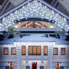 Instalatie Craciun Turturi, IP44, 5 m, 143 Led-uri ,Perdea Franjurata, Alb rece, 8 jocuri de lumini, Transformator 31 V, Putere 9 W, Interconectabila, Interior/Exterior, Prelungitor 3 m inclus, Fir Alb, Flippy-0