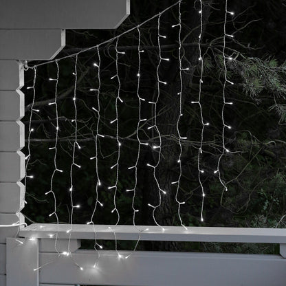 Instalatie Craciun Yoto, Tip Perdea, 2 m x 1 m, 120 LED-uri, Prelungitor 1.5 m, 8 Jocuri de Lumini, Interconectabila, Fir transparent, Interior/Exterior, Alb Rece-4