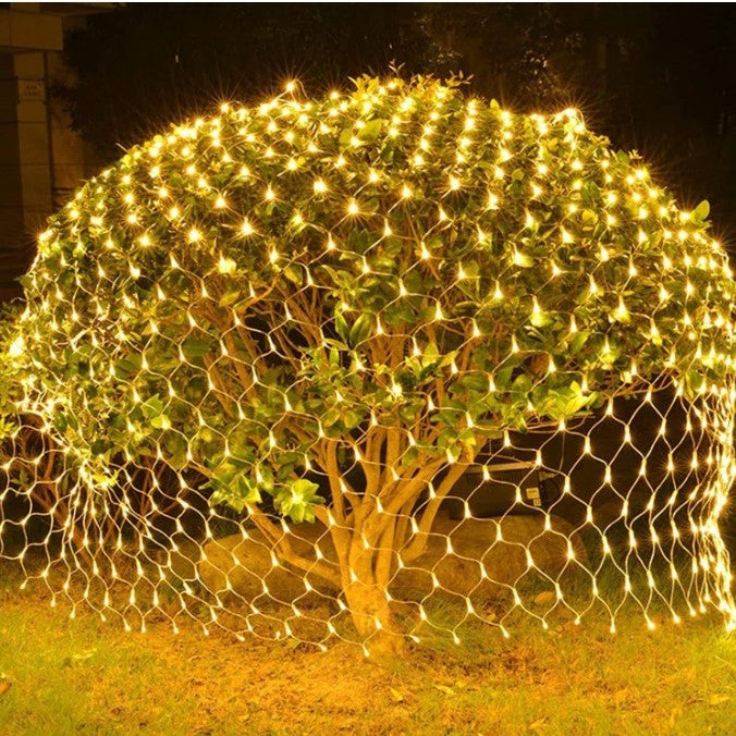Instalatie Craciun Yoto, Tip Plasa, 1.2 m x 1.2 m, 80 LED-uri, Prelungitor 1.5 m, 8 Jocuri de Lumini, Interconectabila, Fir transparent, Interior/Exterior, Alb Cald-3