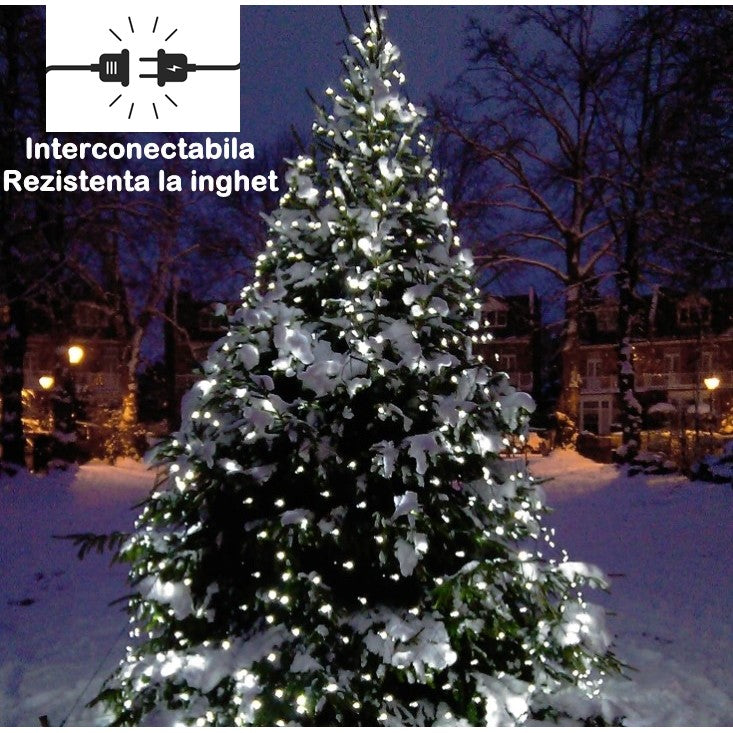 Instalatie Craciun Yoto, Tip Plasa, 3 m x 1 m, 160 LED-uri, Prelungitor 1.5 m, 8 Jocuri de Lumini, Interconectabila, Fir transparent, Interior/Exterior, Alb Rece-3