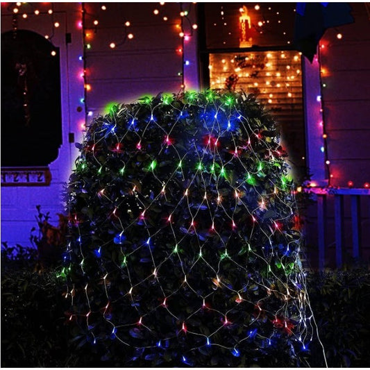 Instalatie Craciun Yoto, Tip Plasa, 3 m x 3 m, 320 LED-uri, Prelungitor 1.5 m, 8 Jocuri de Lumini, Interconectabila, Fir transparent, Interior/Exterior, Multicolor-0