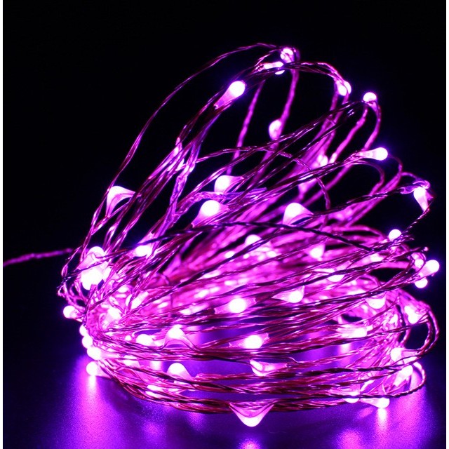 Instalatie de Craciun cu Baterii Fir Cupru Tip Sir 5 m 50 LED -uri Roz-0