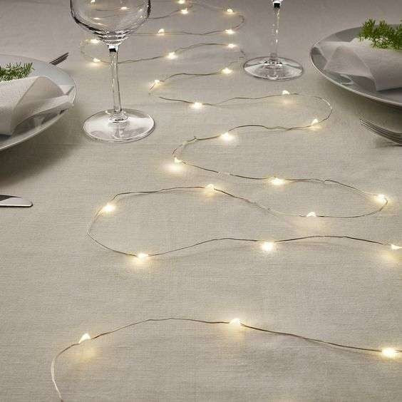 Instalatie de Craciun cu Baterii Tip Liniar, 2 jocuri de lumini, Fir Cupru 10 m 100 LED -uri, Alb Cald-1