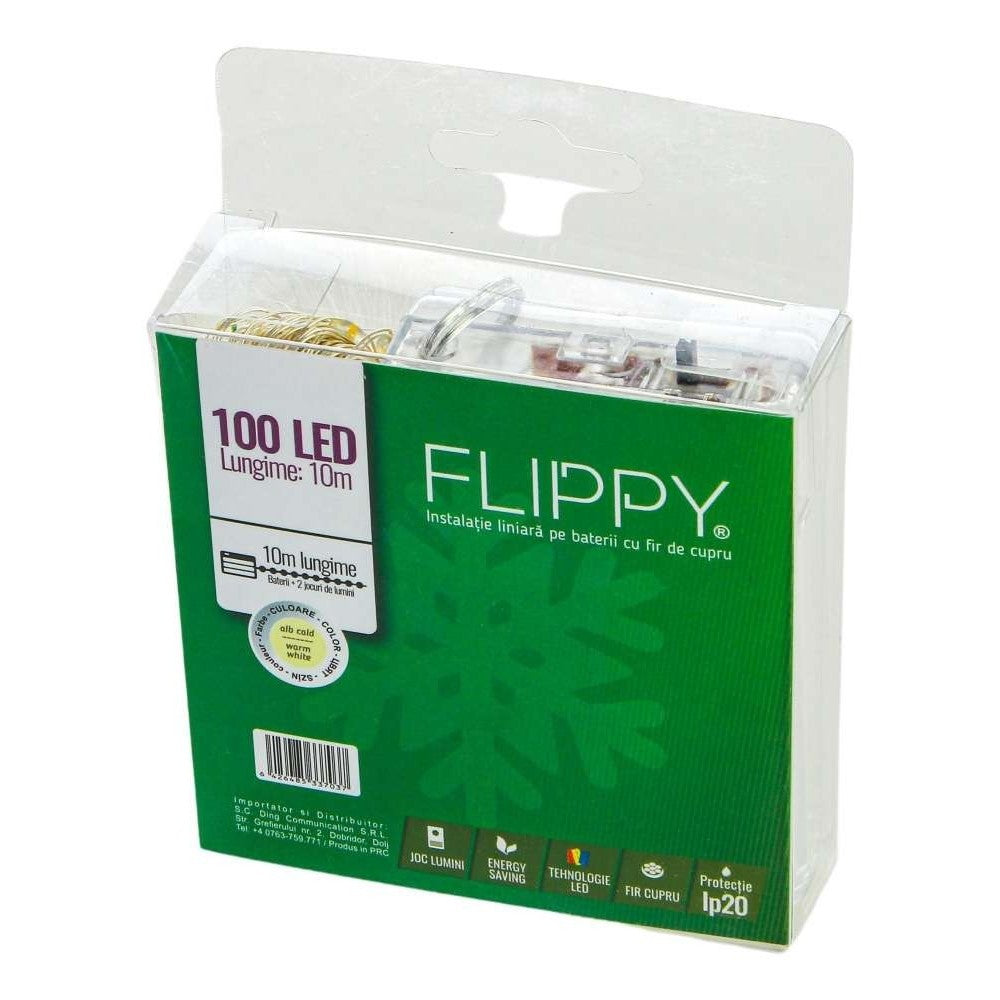 Instalatie de Craciun cu Baterii Tip Liniar, 2 jocuri de lumini, Fir Cupru 10 m 100 LED -uri, Alb Cald-5