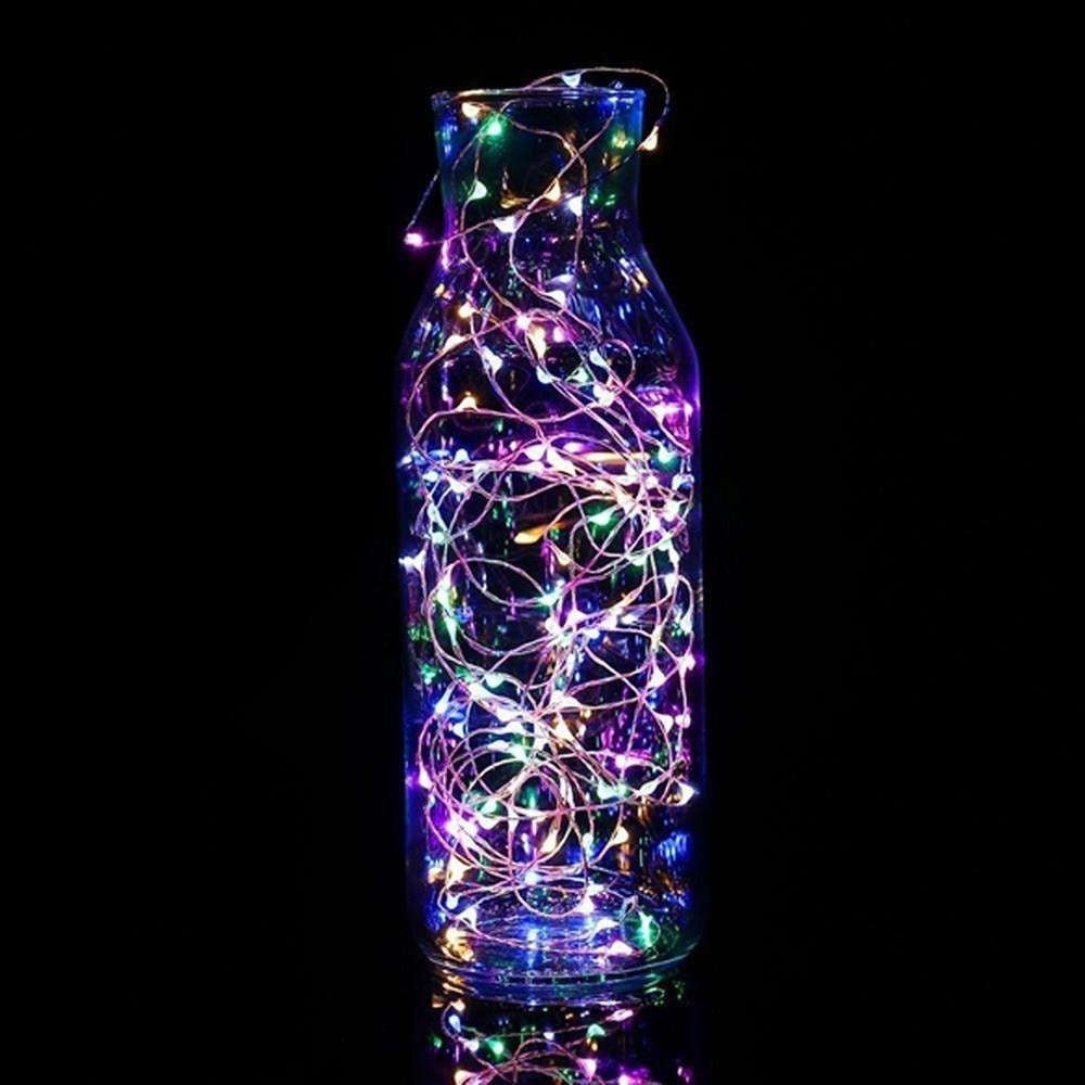 Instalatie de Craciun, Liniara, 3 m, Baterii, 30 LED-uri, 2 Jocuri de Lumini, Fir Cupru, Multicolor-1