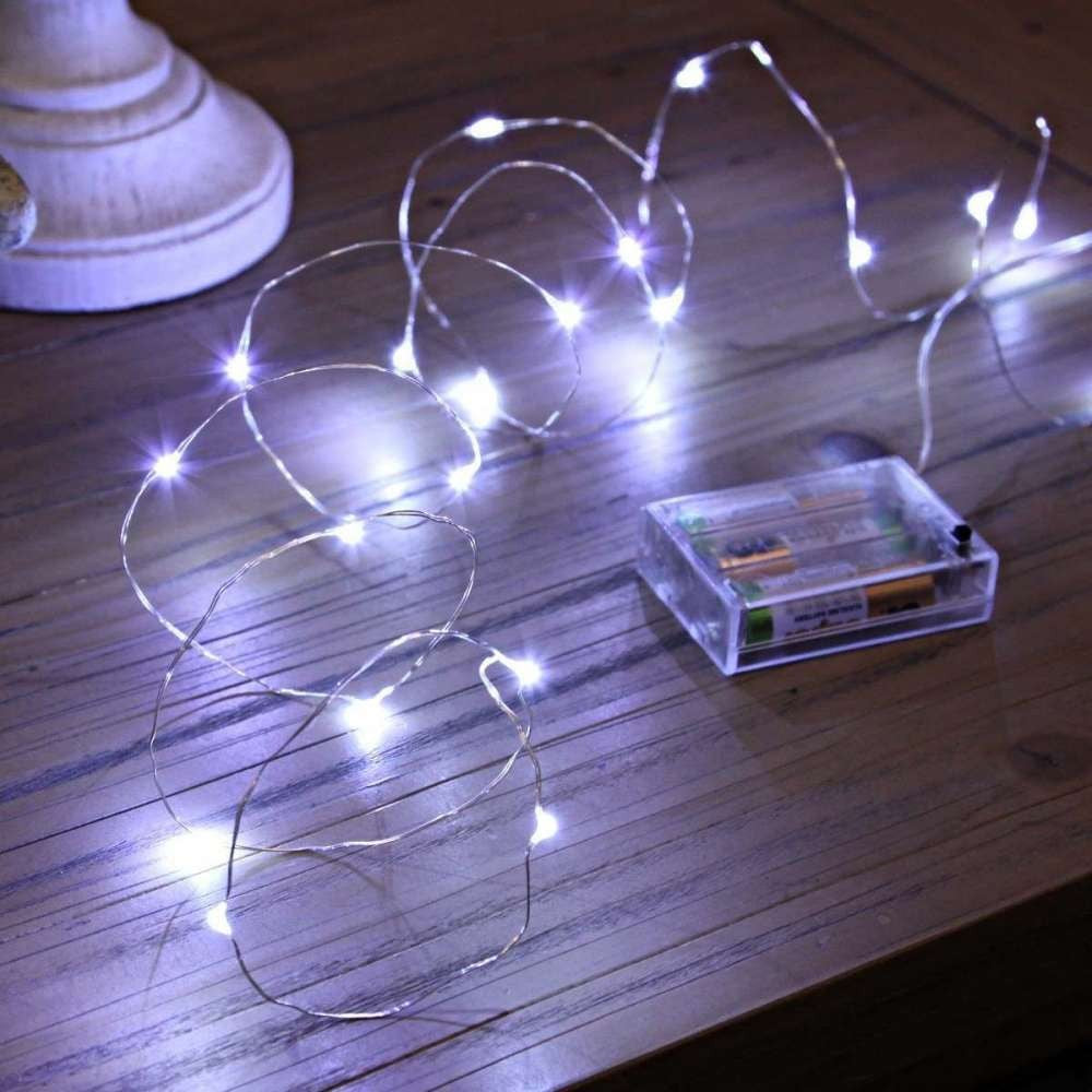 Instalatie de Craciun cu Baterii Tip Liniar, 2 jocuri de lumini, Fir Cupru 5 m 50 LED -uri, Alb Rece-5