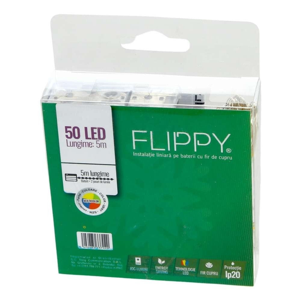 Instalatie de Craciun cu Baterii Tip Liniar, 2 jocuri de lumini, Fir Cupru 5 m 50 LED -uri, Multicolor-4