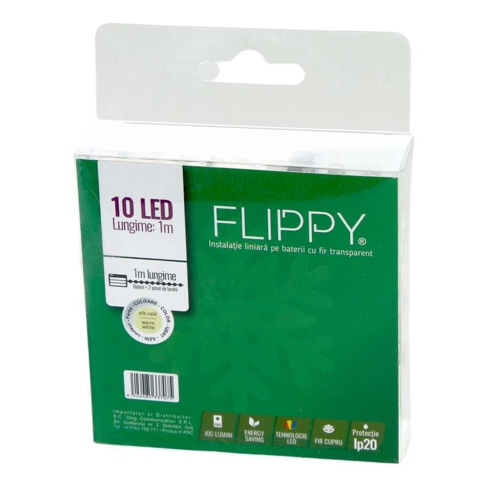 Instalatie de Craciun cu Baterii Tip Liniar, 2 jocuri de lumini, Fir Transparent 1 m 10 LED -uri, Alb Cald-3