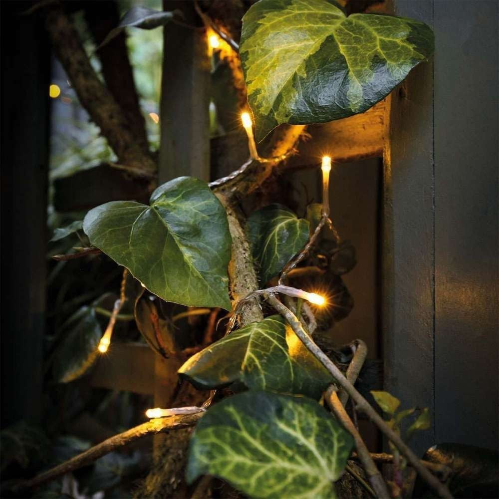 Instalatie de Craciun cu Baterii Tip Liniar, 2 jocuri de lumini, Fir Transparent 1 m 10 LED -uri, Alb Cald-0