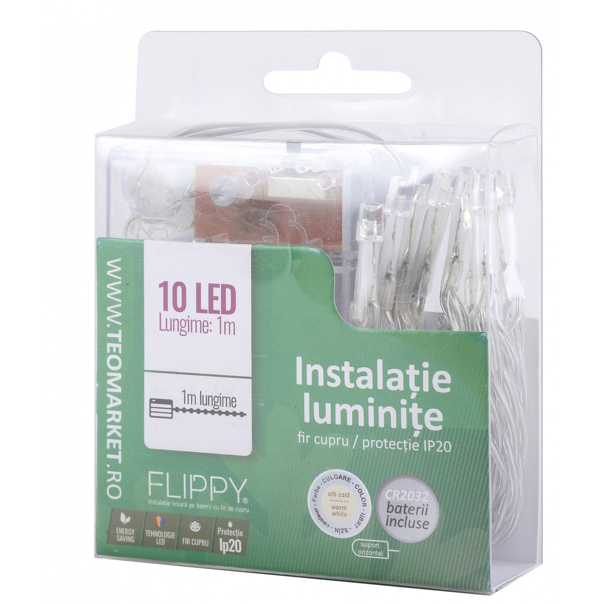Instalatie de Craciun cu Baterii Tip Liniar, 2 jocuri de lumini, Fir Transparent 1 m 10 LED -uri, Alb Rece-5