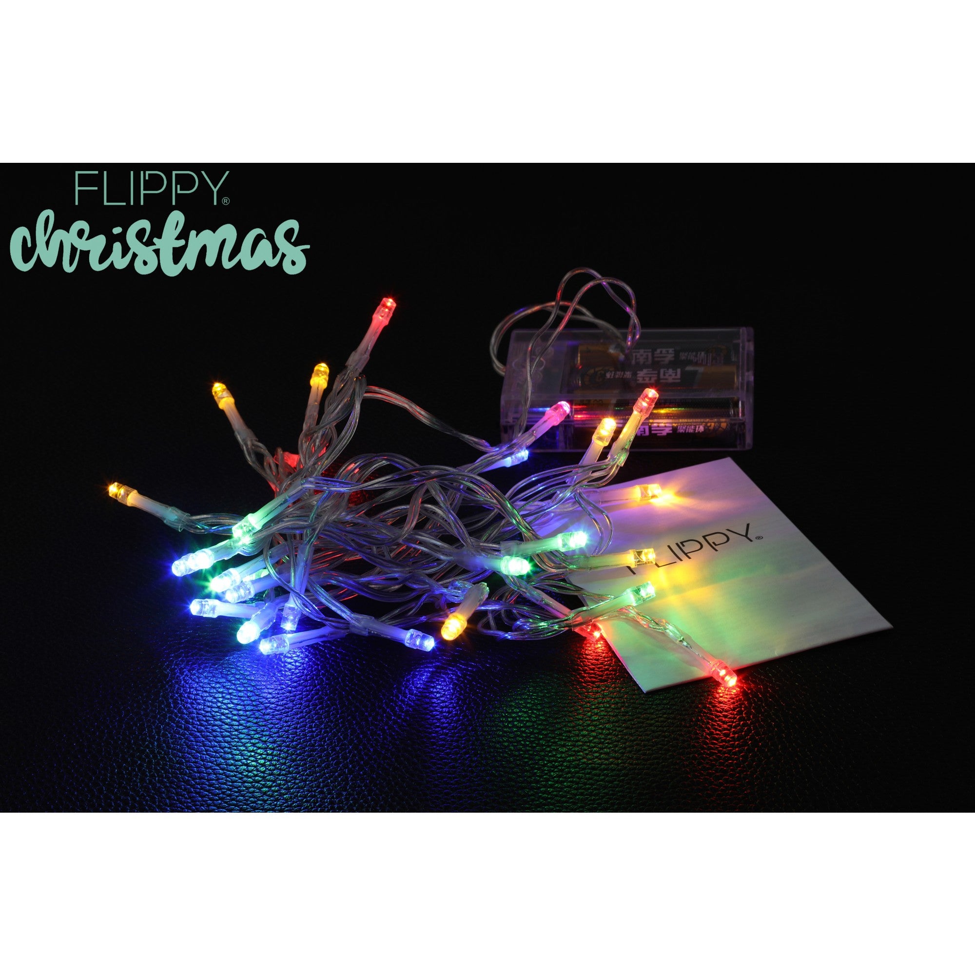 Instalatie de Craciun, Liniara, 1 m, Baterii, 10 LED-uri, Multicolor, 2 Jocuri de Lumini, Fir Transparent, Interior/Exterior, Flippy-4