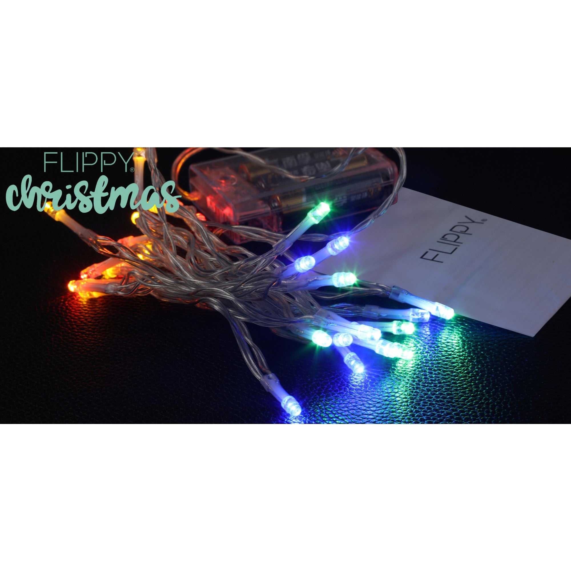 Instalatie de Craciun, Liniara, 1 m, Baterii, 10 LED-uri, Multicolor, 2 Jocuri de Lumini, Fir Transparent, Interior/Exterior, Flippy-5
