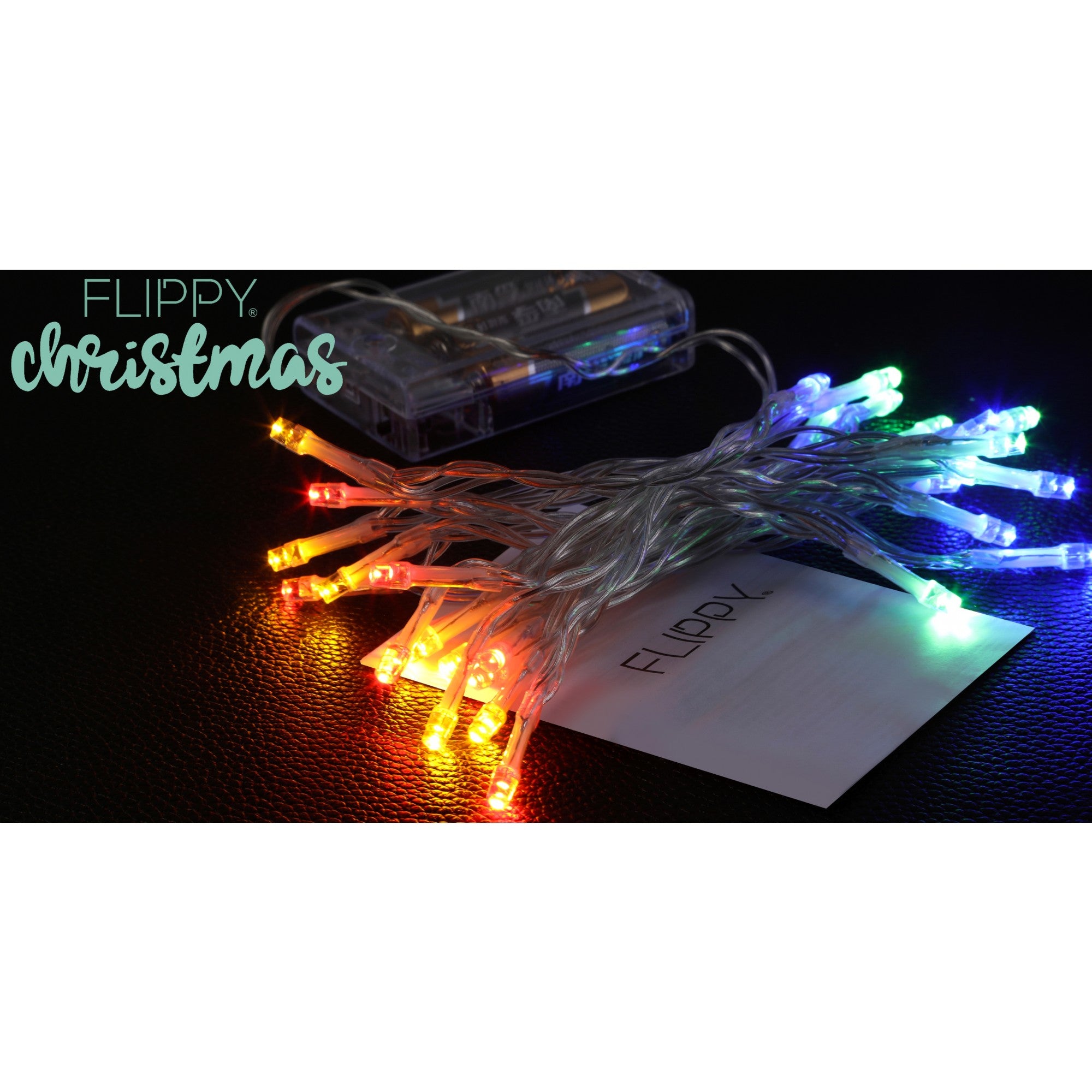 Instalatie de Craciun, Liniara, 1 m, Baterii, 10 LED-uri, Multicolor, 2 Jocuri de Lumini, Fir Transparent, Interior/Exterior, Flippy-8