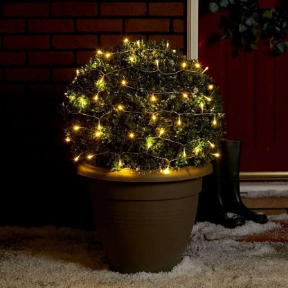 Instalatie de Craciun cu Baterii Tip Liniar, 2 jocuri de lumini, Fir Transparent 10 m 100 LED -uri, Alb Cald-2