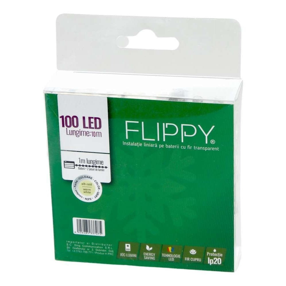 Instalatie de Craciun cu Baterii Tip Liniar, 2 jocuri de lumini, Fir Transparent 10 m 100 LED -uri, Alb Cald-3
