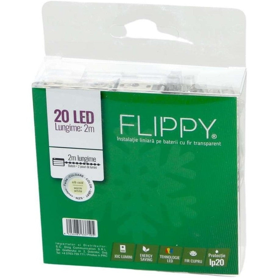 Instalatie de Craciun cu Baterii Tip Liniar, 2 jocuri de lumini, Fir Transparent 2 m 20 LED -uri, Alb Cald-5