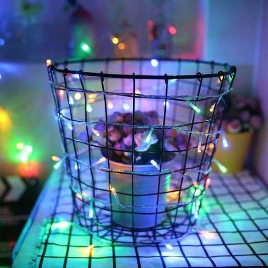 Instalatie de Craciun cu Baterii Tip Liniar, 2 jocuri de lumini, Fir Transparent 2 m 20 LED -uri, Multicolor-1