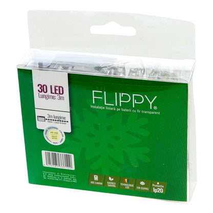 Instalatie de Craciun cu Baterii Tip Liniar, 2 jocuri de lumini, Fir Transparent 3 m 30 LED -uri, Alb Cald-4