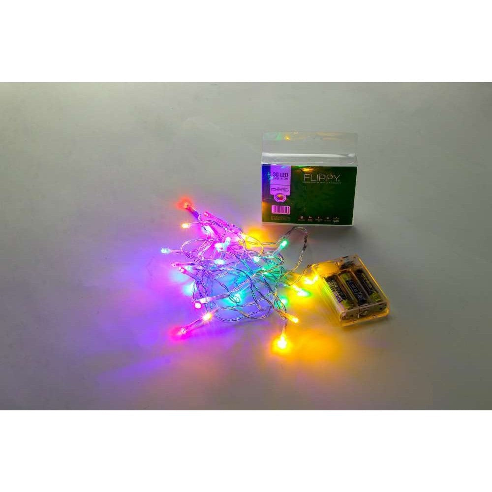 Instalatie de Craciun cu Baterii Tip Liniar, 2 jocuri de lumini, Fir Transparent 3 m 30 LED -uri, Multicolor-4