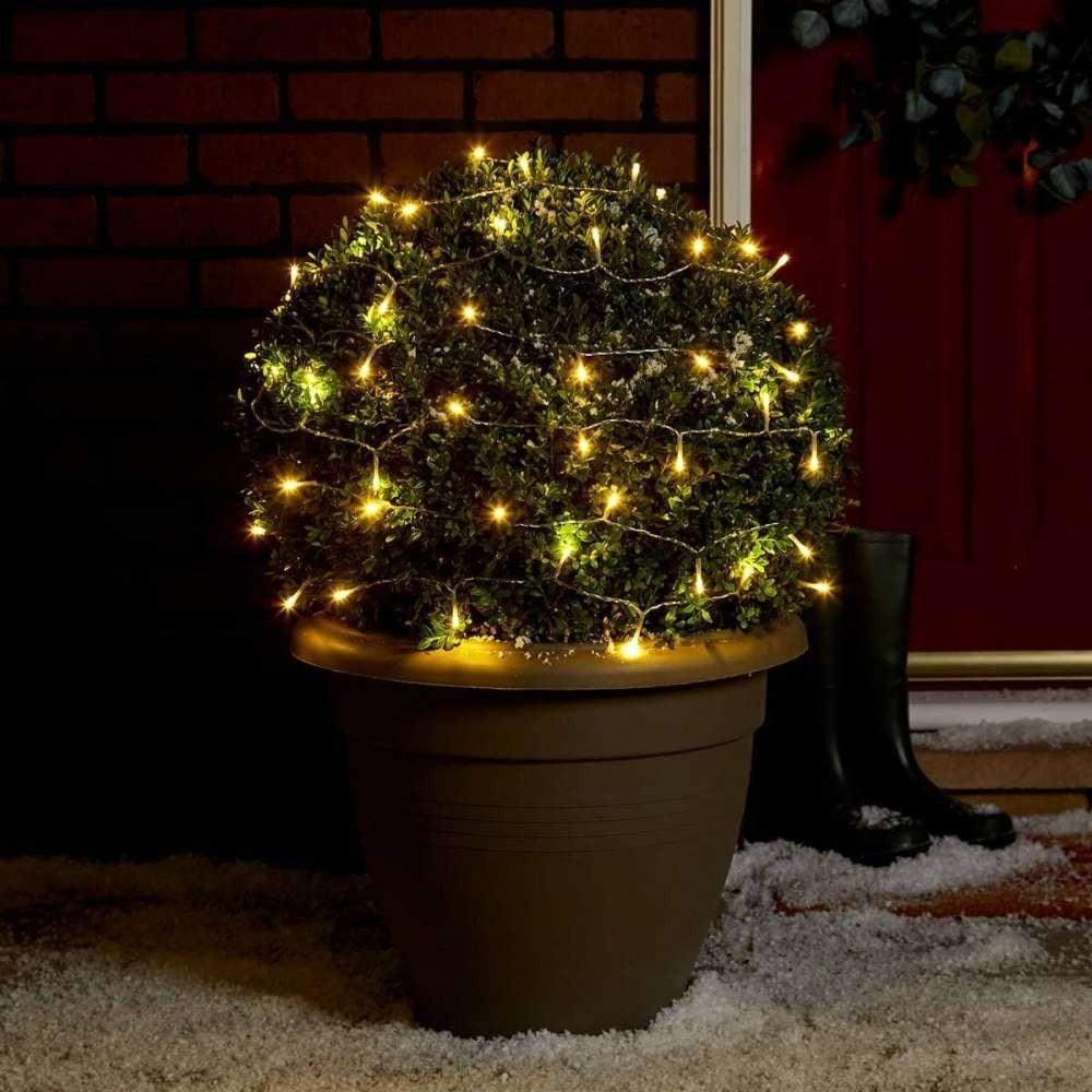Instalatie de Craciun cu Baterii Tip Liniar, 2 jocuri de lumini, Fir Transparent 5 m 50 LED -uri, Alb Cald-2