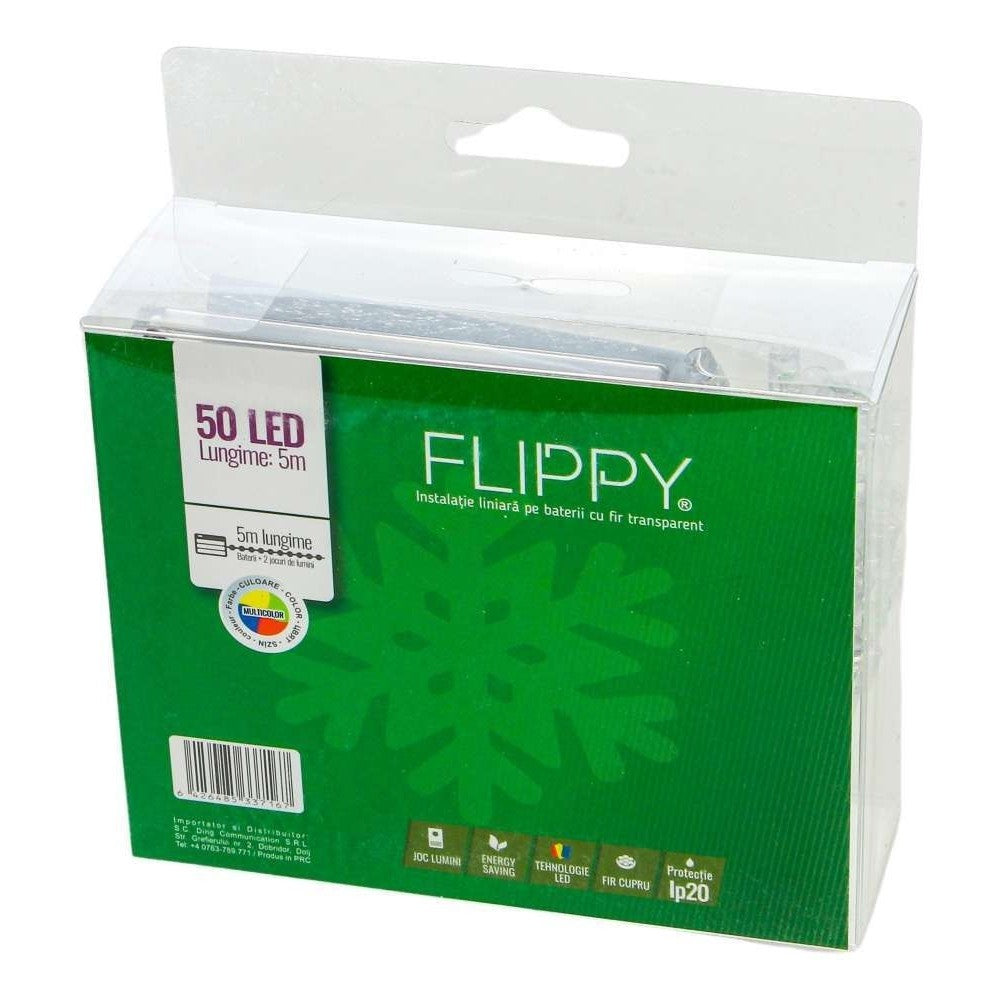 Instalatie de Craciun cu Baterii Tip Liniar, 2 jocuri de lumini, Fir Transparent 5 m 50 LED -uri, Multicolor-3